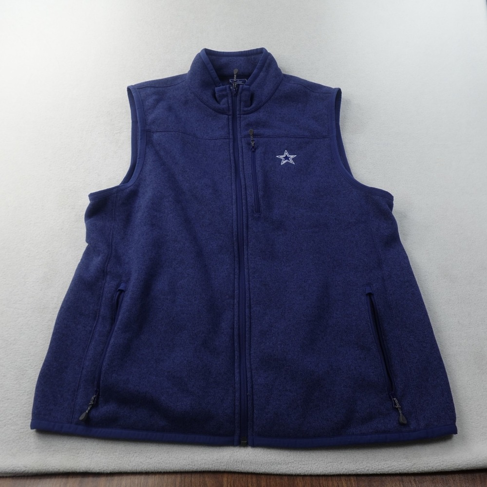 Vineyard Vines Dallas Cowboys Vest Mens Large NFL Sweater Fleece Full Zip Blue
